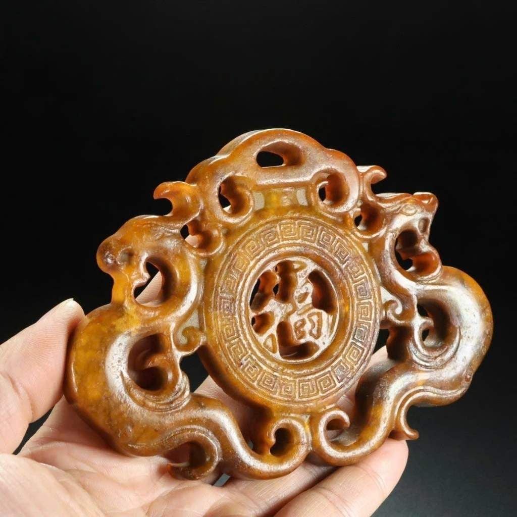  Mặt Khống Bội Ngọc Hoàng Long Chạm Khắc Song Long Chầu Chữ Phúc BKSTCN-9673 