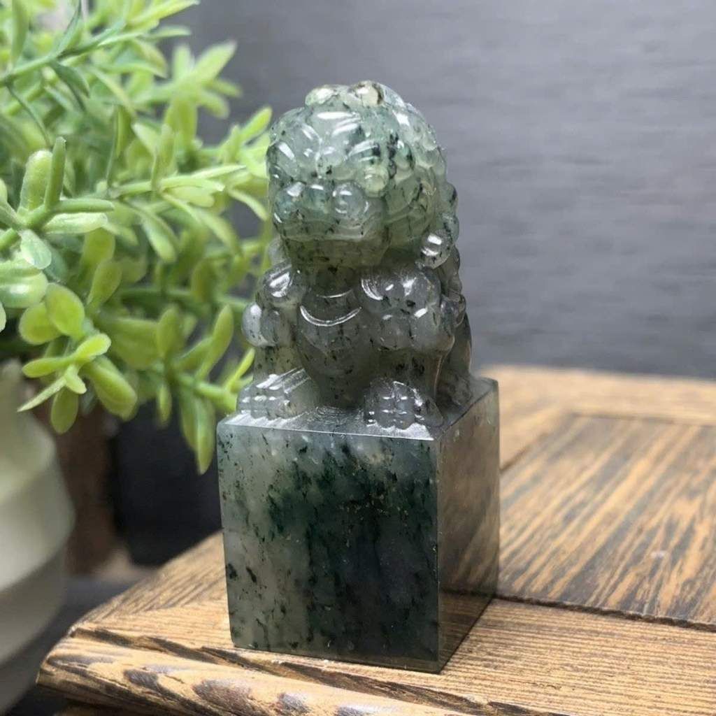  Ấn Ngọc Rêu Tự Nhiên Tạc Kỳ Lân BKSTCN-9683 