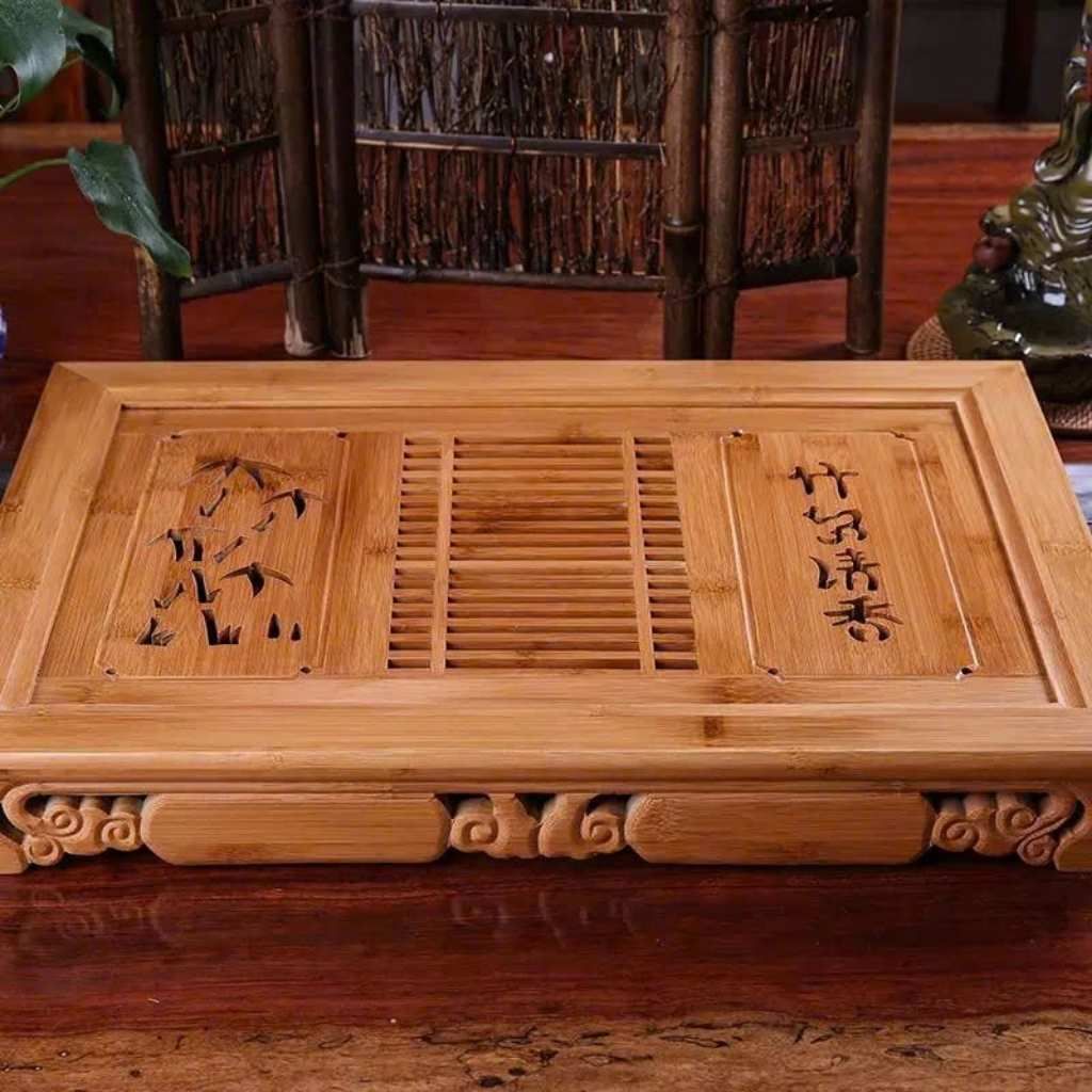  Khay Trà Khắc Trúc và Thư Pháp  BKWOCN-9230 