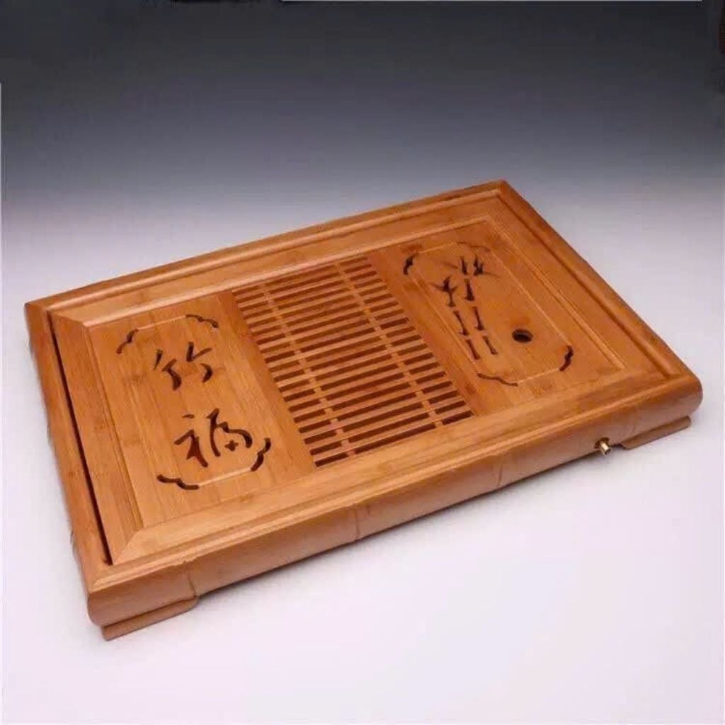  Khay Trà Khắc Trúc và Thư Pháp  BKWOCN-9230 