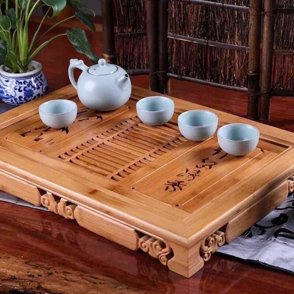  Khay Trà Khắc Trúc và Thư Pháp  BKWOCN-9230 