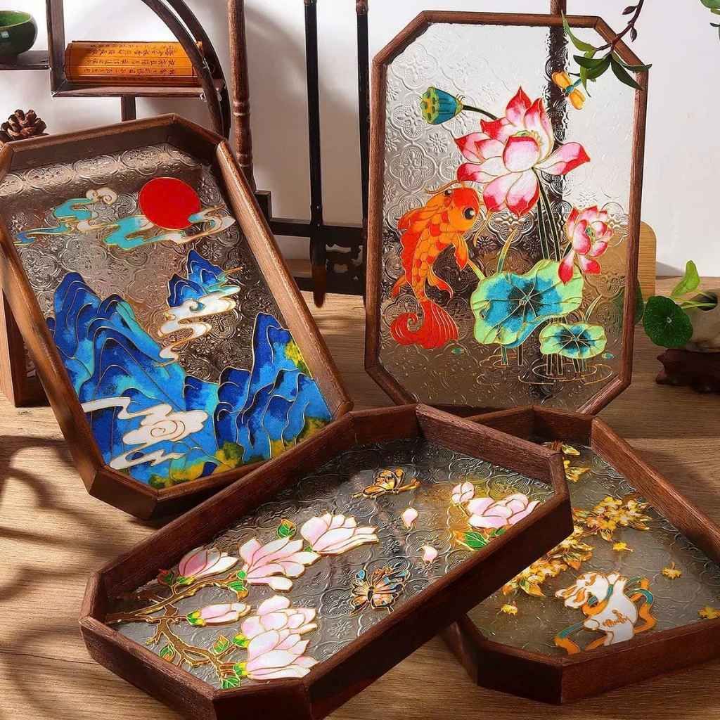  Khay Trà Gỗ Khảm Trai Vẽ Tranh Nghệ Thuật BKWOCN-9251 