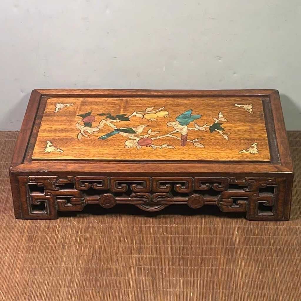  Khay Trà Gỗ Khảm Ốc Hoa Quả Chim Chóc Cổ BKWOCN-9254 