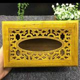  Hộp Đựng Giấy Ăn Gỗ Nu Khắc Hoa Văn Sưu Tầm BKWOCN-9308 