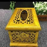  Hộp Đựng Giấy Ăn Gỗ Nu Khắc Hoa Văn Sưu Tầm BKWOCN-9308 