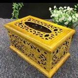  Hộp Đựng Giấy Ăn Gỗ Nu Khắc Hoa Văn Sưu Tầm BKWOCN-9308 