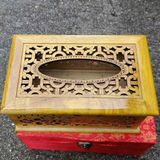  Hộp Đựng Giấy Ăn Gỗ Nu Khắc Hoa Văn Sưu Tầm BKWOCN-9308 