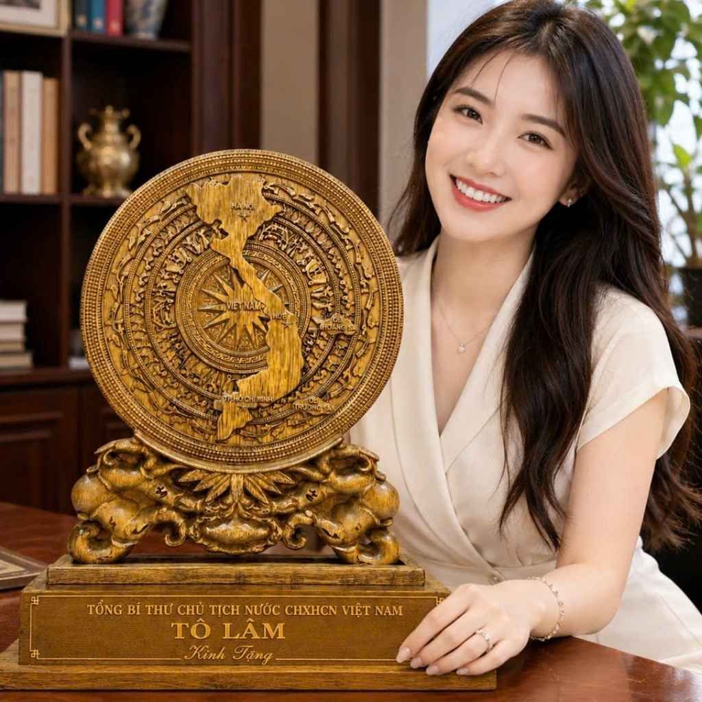 Đĩa Trầm Hương Khắc Chữ Tổng Bí Thư Chủ Tịch Nước Tô Lâm BKWOCN-9325 