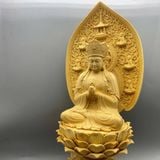  Tượng Phật Địa Tạng Gỗ Hoàng Dương 32cm Tinh Xảo BKWOCN-9326 