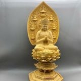  Tượng Phật Địa Tạng Gỗ Hoàng Dương 32cm Tinh Xảo BKWOCN-9326 