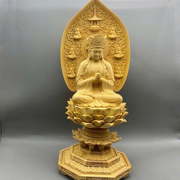  Tượng Phật Địa Tạng Gỗ Hoàng Dương 32cm Tinh Xảo BKWOCN-9326 