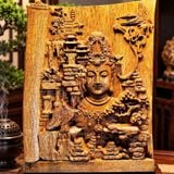  Tranh Trầm Hương Nhất Tâm Bái Phật Đục Tinh Xảo Kèm Đế Gỗ BKWOCN-9330 