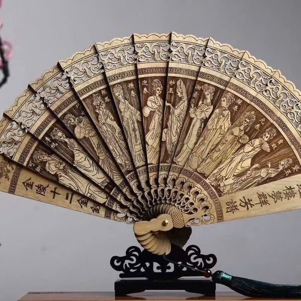  Quạt Gỗ Trạm Khắc Mã Đáo Thành Công BKWOCN-9333 
