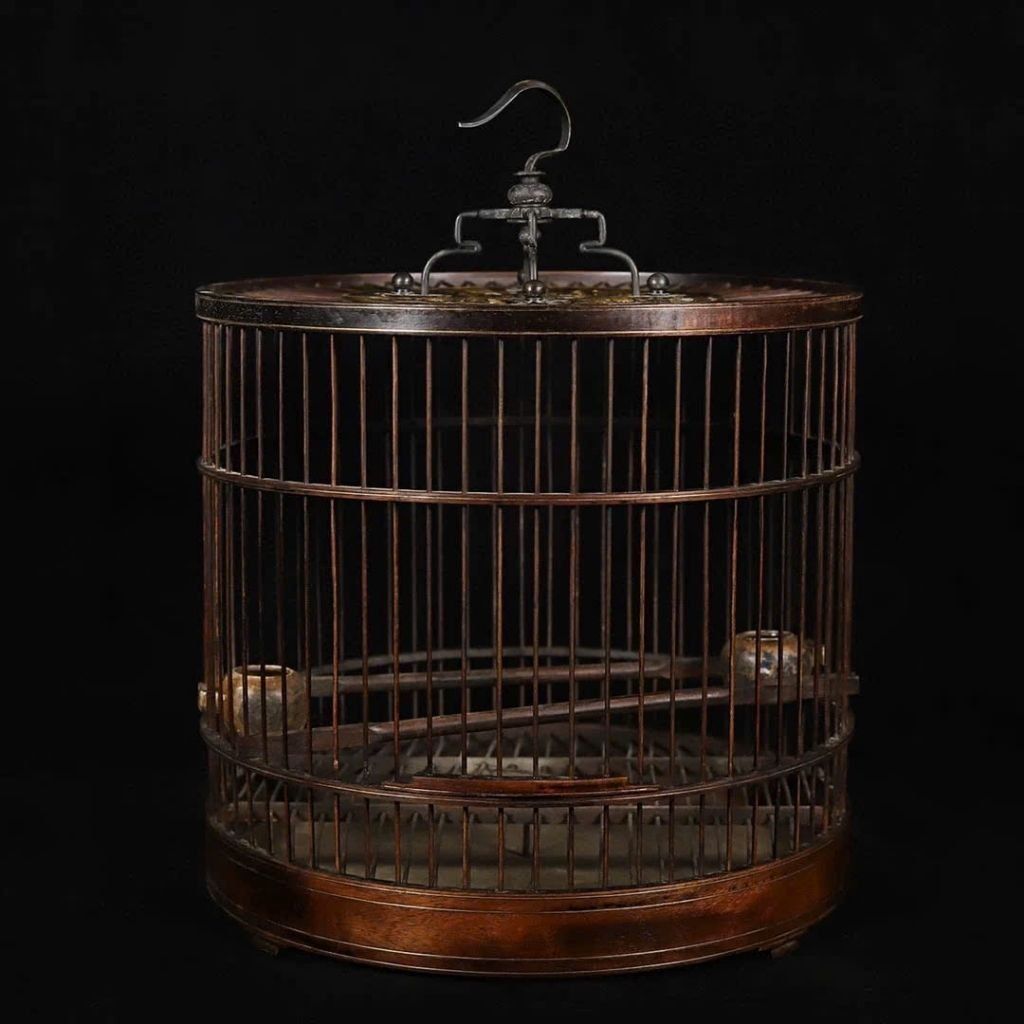  Lồng Chim Gỗ Hoa Lê Chạm Tứ Linh BKWOVN-9188 