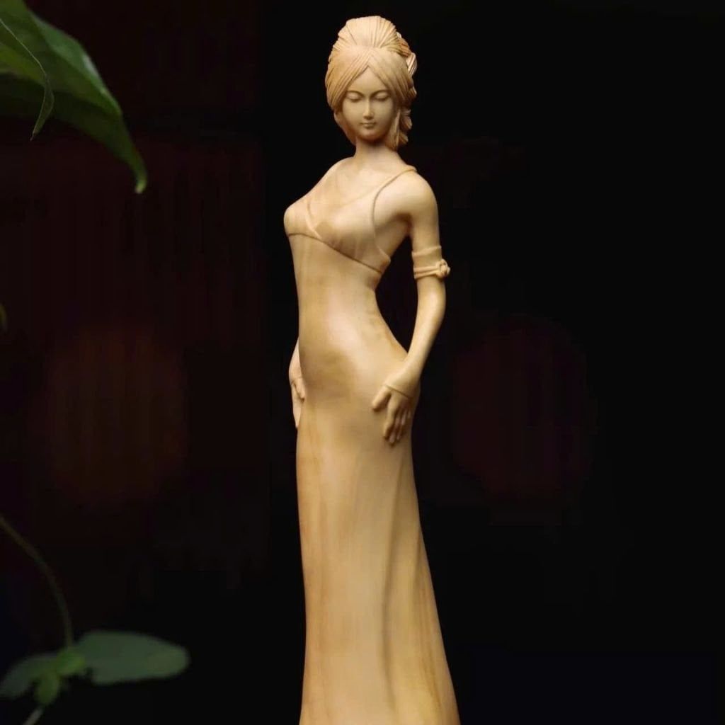  Tượng Gỗ Cô Gái Gỗ Hoàng Dương BKWOVN-9210 