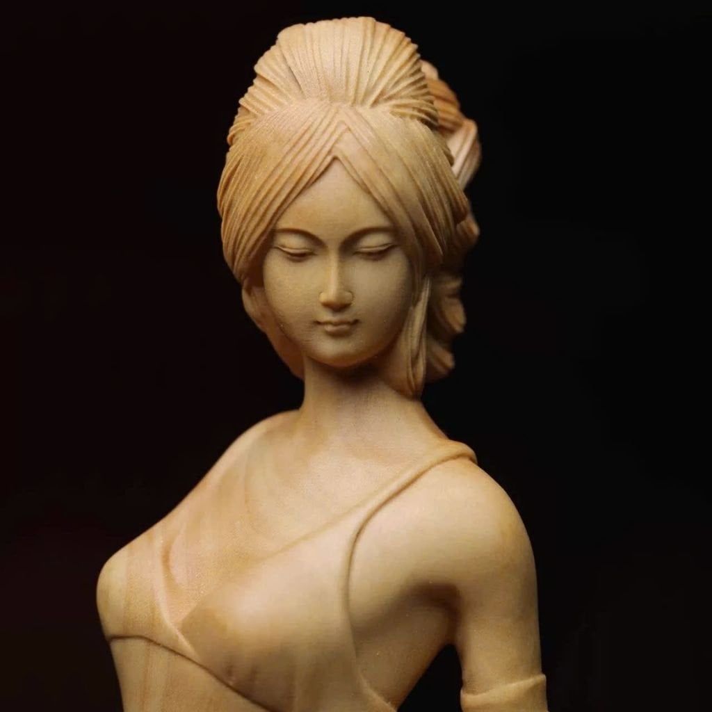  Tượng Gỗ Cô Gái Gỗ Hoàng Dương BKWOVN-9210 