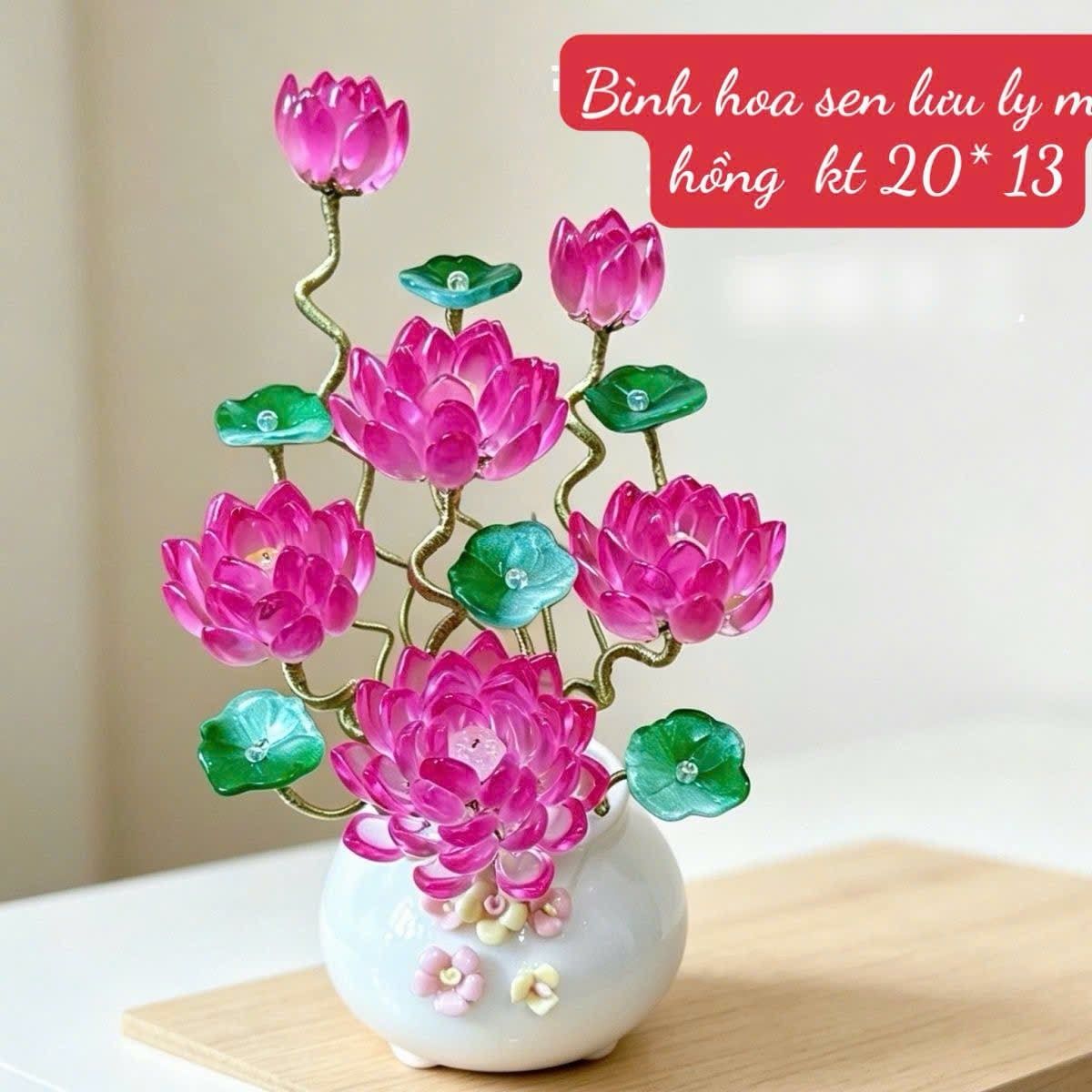  BÌNH HOA SEN LƯU LY TRANG TRÍ DECOR CỰC ĐẸP 