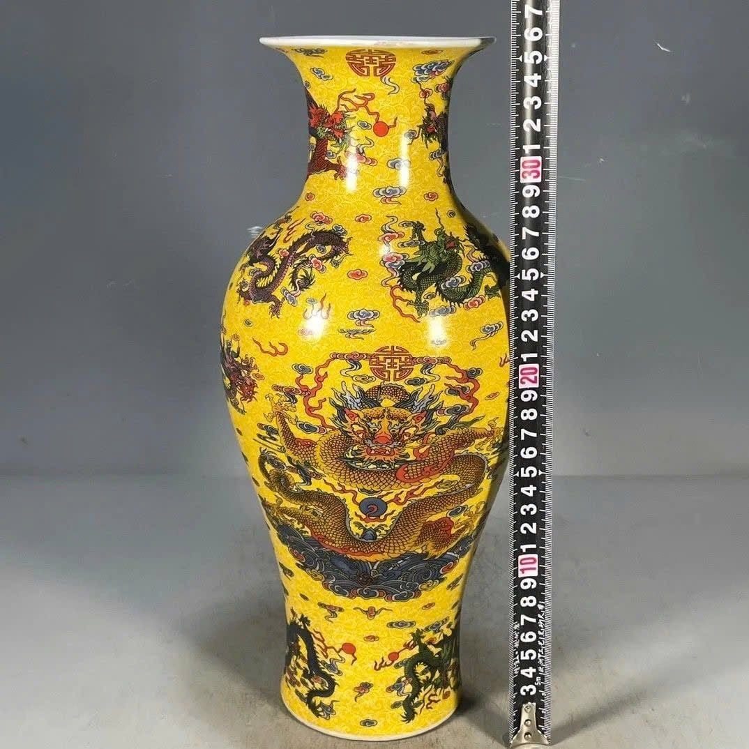  Bình Gốm Rồng màu vàng BKCECN-10586 