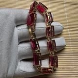  Lắc  tay ruby Nam Phi  Bọc bạc mạ vàng 18 k 