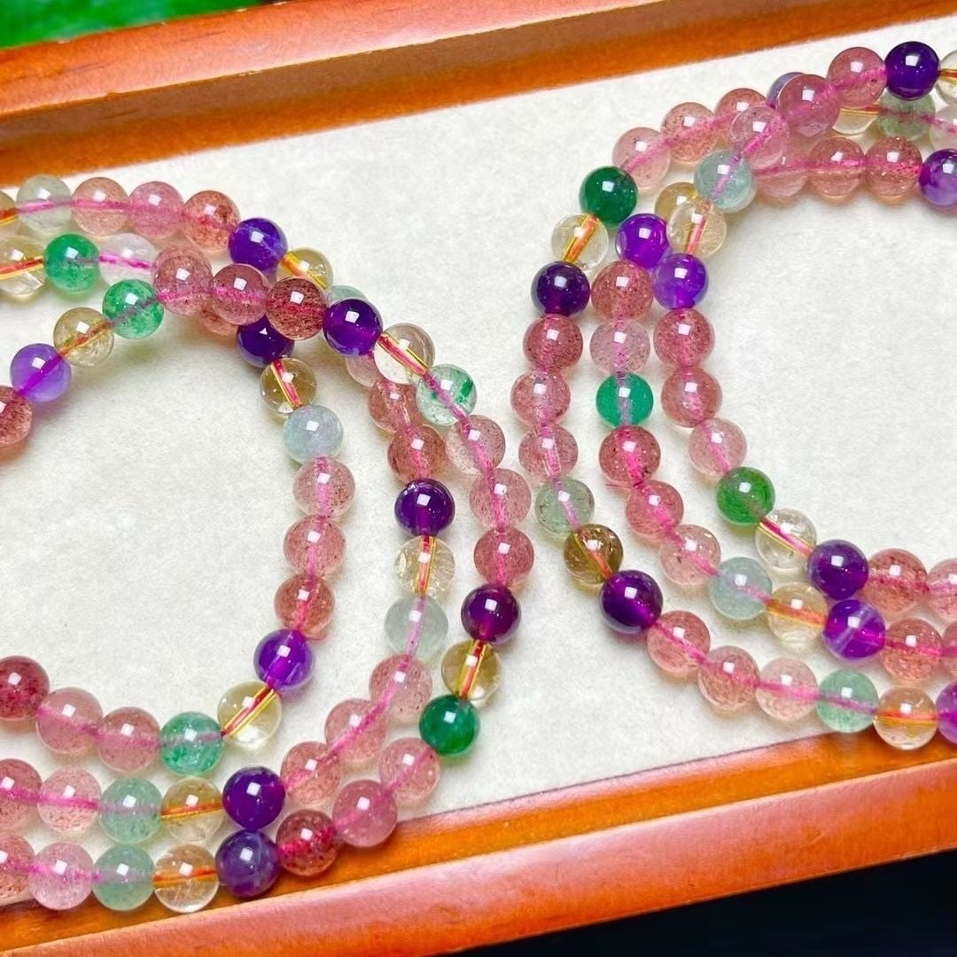  🌈 VÒNG TAY ĐA BẢO 3 VÒNG – THẠCH ANH MÀU TỰ NHIÊN 🌈  6 ly 