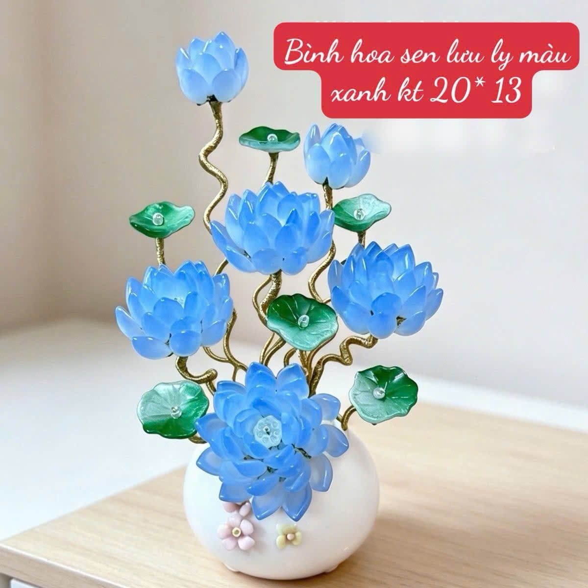  BÌNH HOA SEN LƯU LY TRANG TRÍ DECOR CỰC ĐẸP 