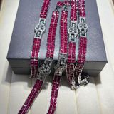  Lắc tay ruby Nam Phi đính kim cương bạc 925 