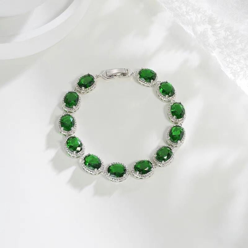  Lắc tay nữ đá quý  nam phi màu xanh lá xây 