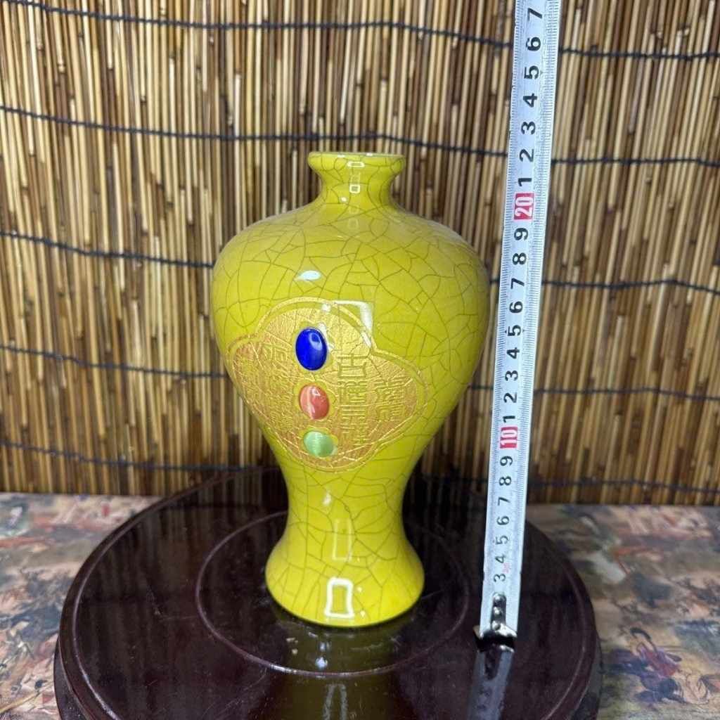  Bình Gốm Men Rạn Cổ Cao đính đá BKCECN-10257 
