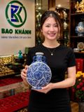  Bình gốm sứ Cảnh Đức Trấn thanh hoa dây sen hai tai BKCECN-10586 