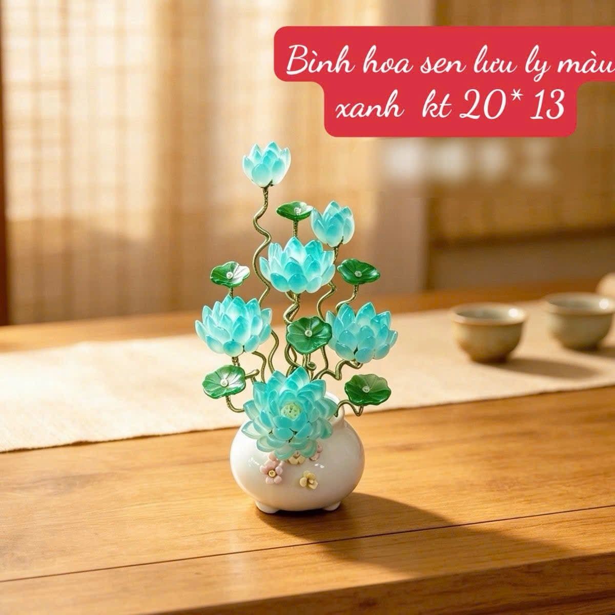  BÌNH HOA SEN LƯU LY TRANG TRÍ DECOR CỰC ĐẸP 