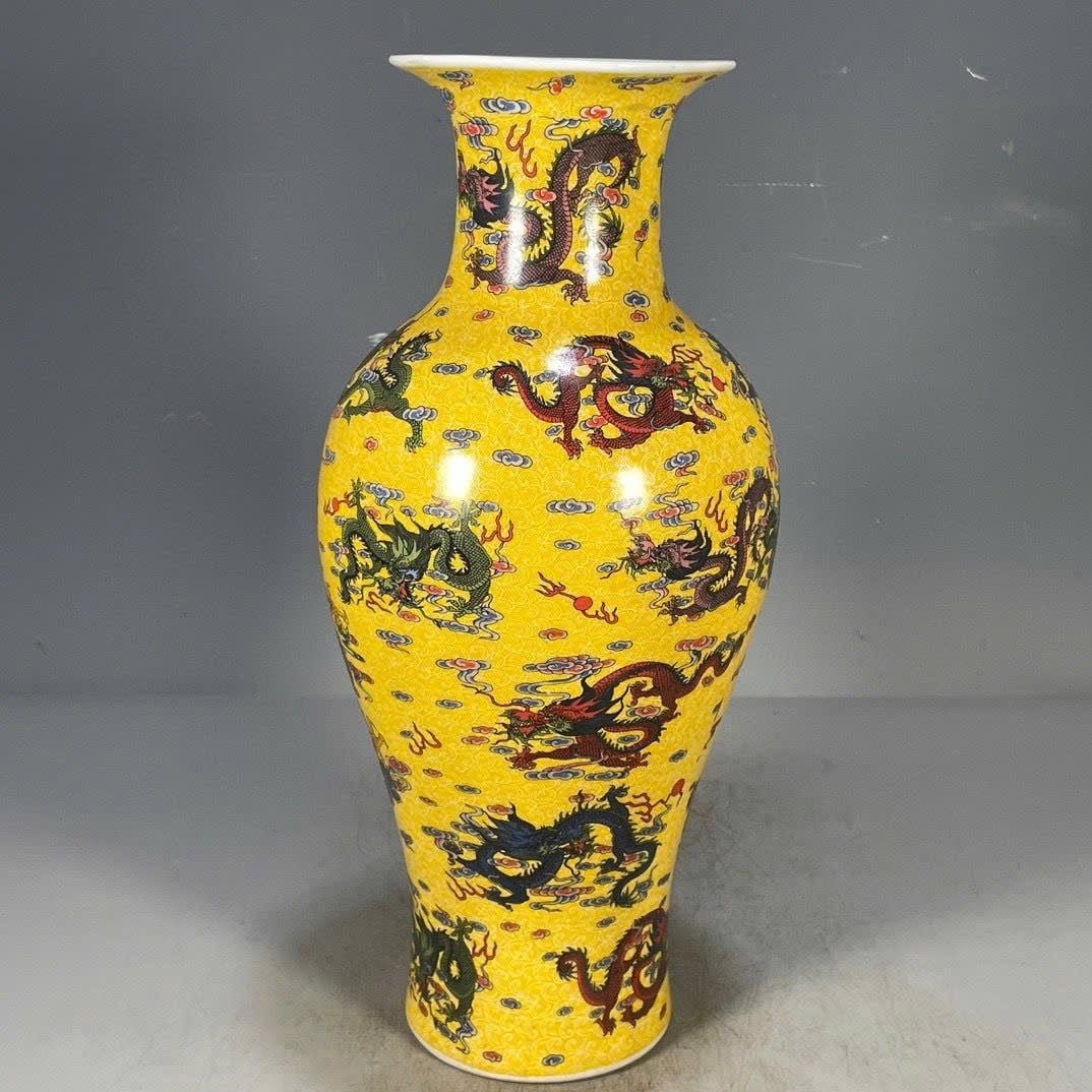  Bình Gốm Rồng màu vàng BKCECN-10586 