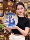 Đĩa cảnh sưu tầm Lý Bạch Trông trăng decor  đk 20  cm 