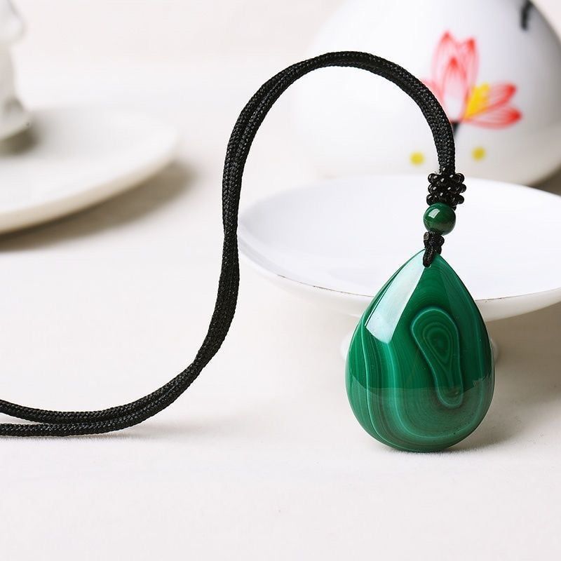  Mặt Dây Chuyền Đá Khổng Tước Tự Nhiên Dáng Giọt Nước BKJECN-9484 