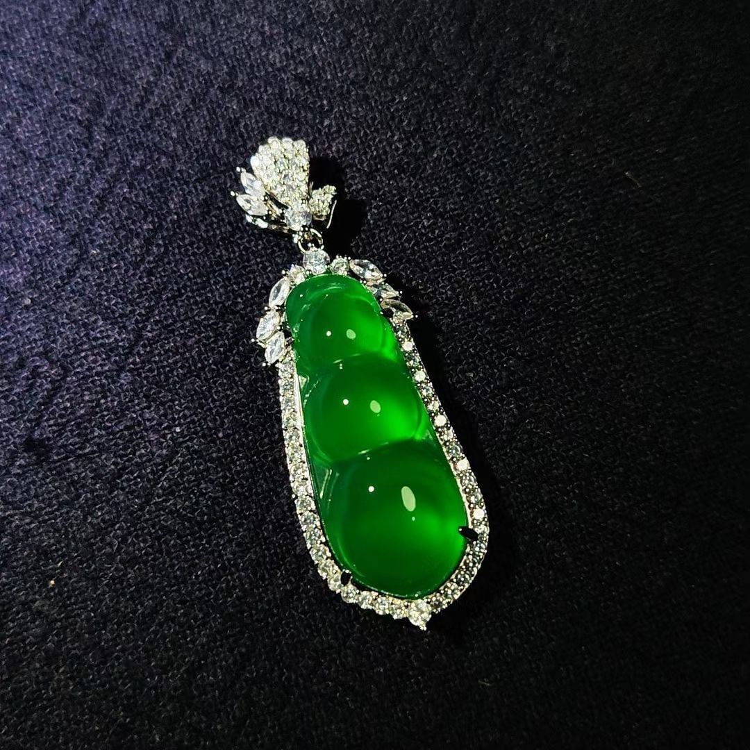  MẶT DÂY CHUYỀN TỨ QUÝ ĐẬU (PHÚC ĐẬU) CHALCEDONY XANH CAO BĂNG  – GIÁ SỈ TẬN XƯỞNG 