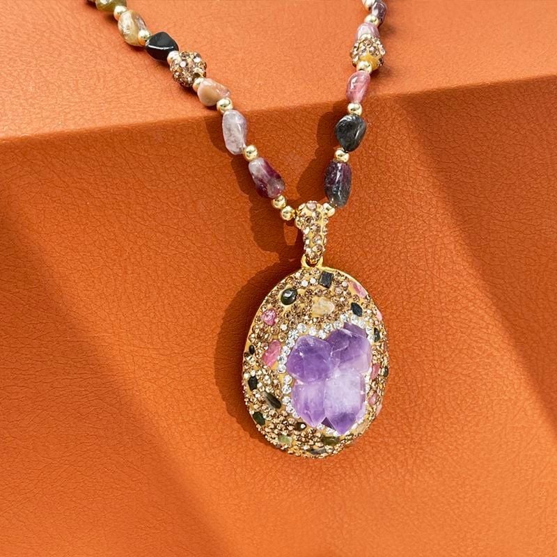  Dây Chuyền Thạch Anh Tím Gracetrend: Tuyệt Tác Bohemian Phong Thủy BKJECN-9511 