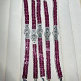  Lắc tay ruby Nam Phi đính kim cương bạc 925 