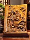  Tranh trầm hương Nhất Tâm Bái Phật đục tỉ mỉ hương trầm ngọt thơm  Kt 24* 18 