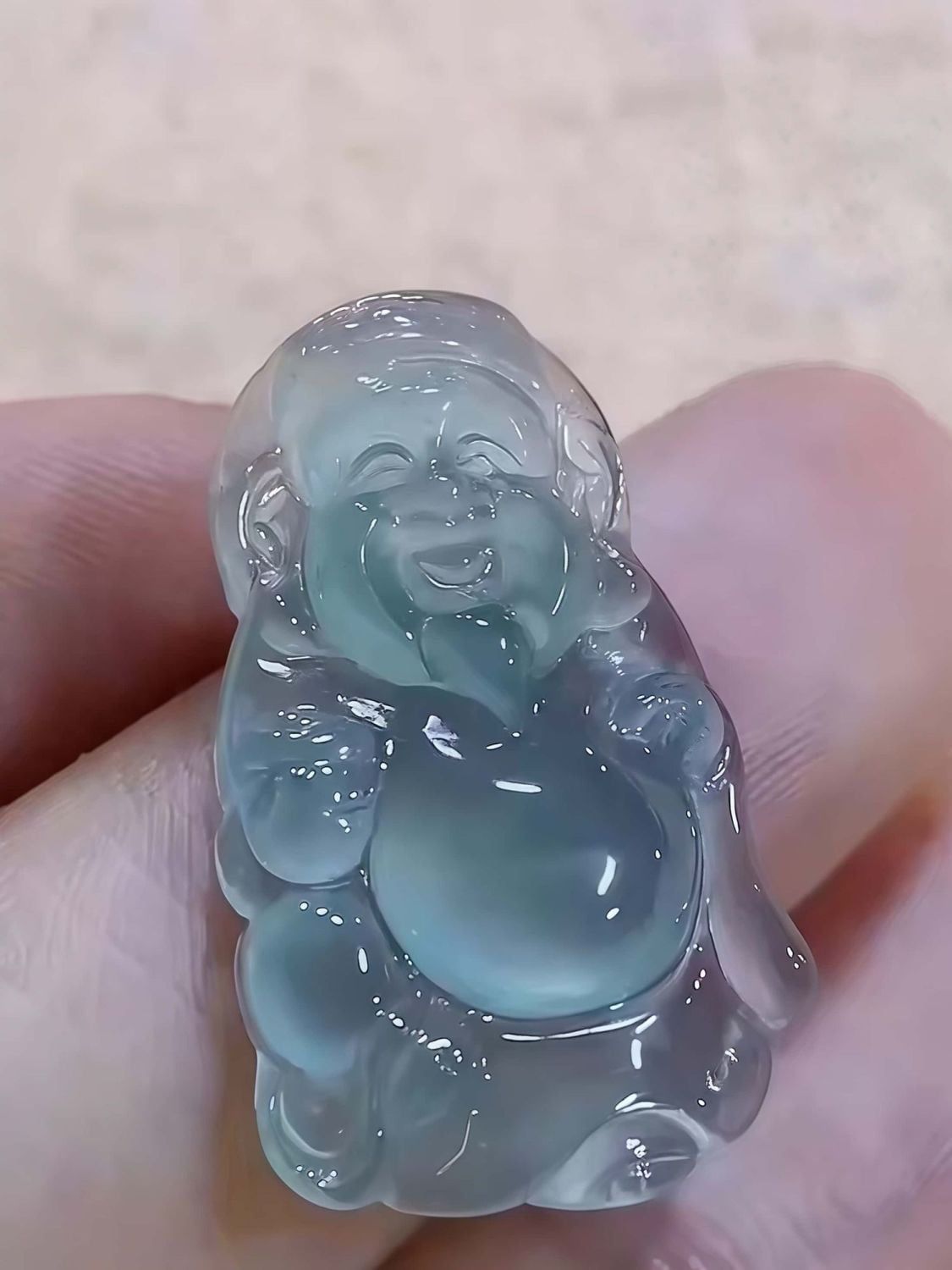  Mặt dây truyền thần tài  thạch anh băng giá 