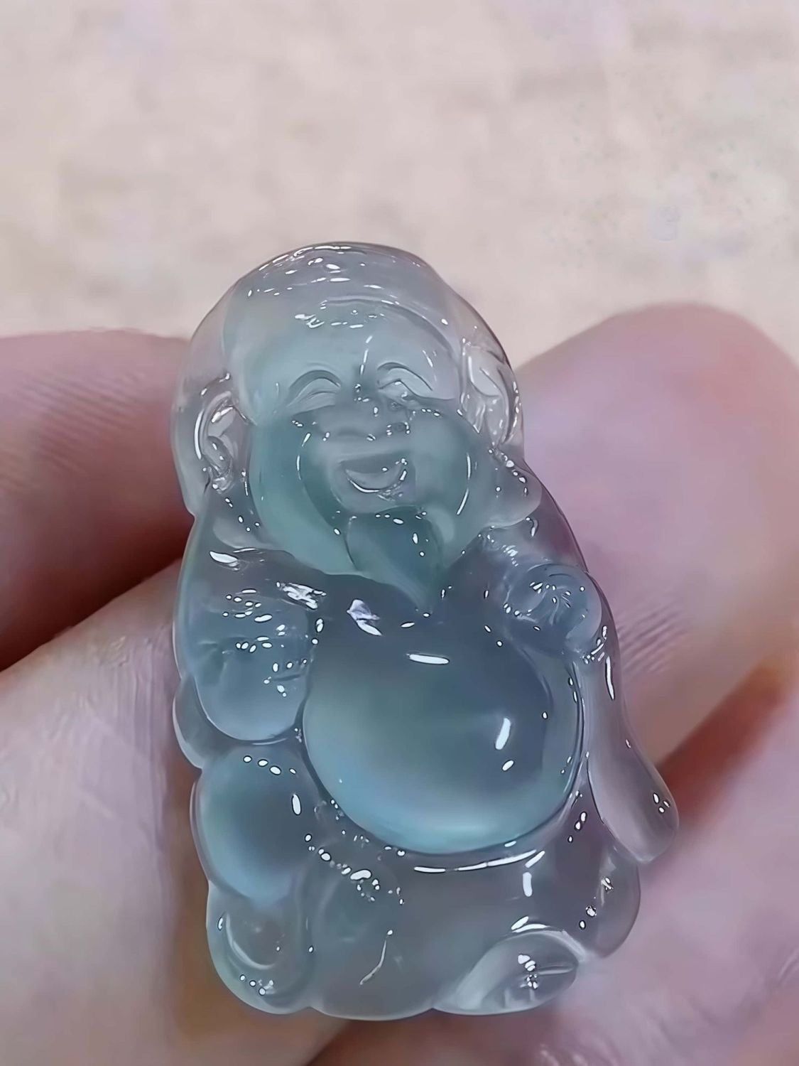  Mặt dây truyền thần tài  thạch anh băng giá 