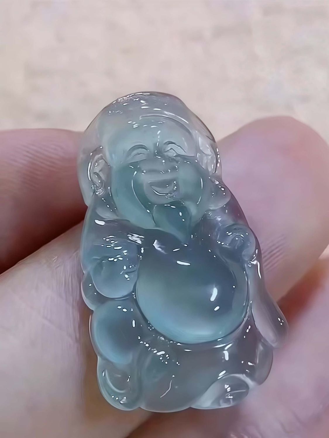  Mặt dây truyền thần tài  thạch anh băng giá 
