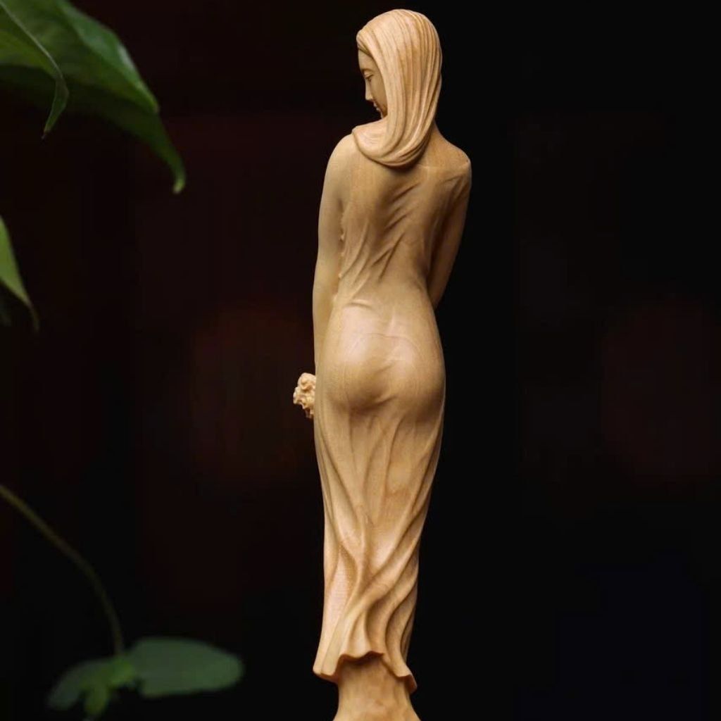 Tượng Gỗ Cô Gái Gỗ Hoàng Dương BKWOVN-9209 