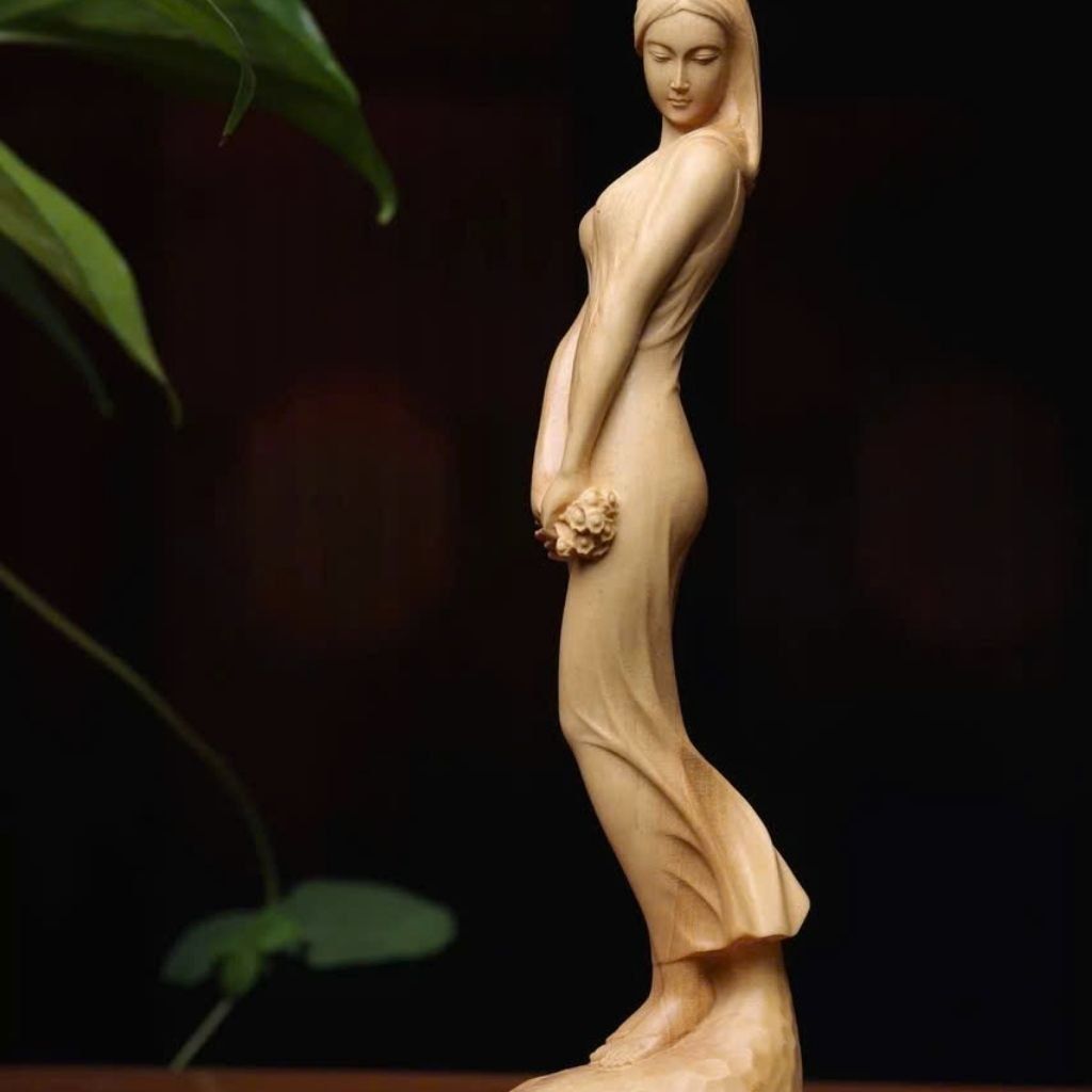  Tượng Gỗ Cô Gái Gỗ Hoàng Dương BKWOVN-9209 