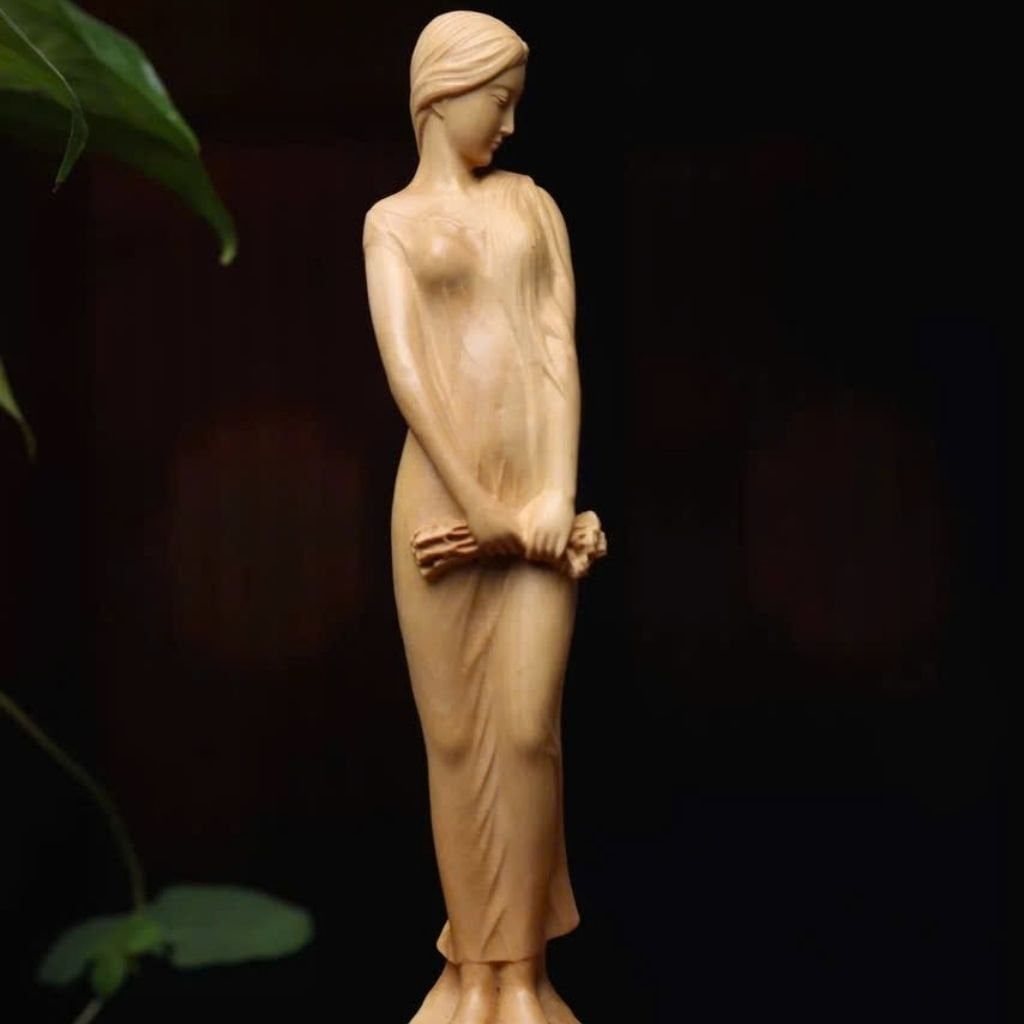  Tượng Gỗ Cô Gái Gỗ Hoàng Dương BKWOVN-9209 