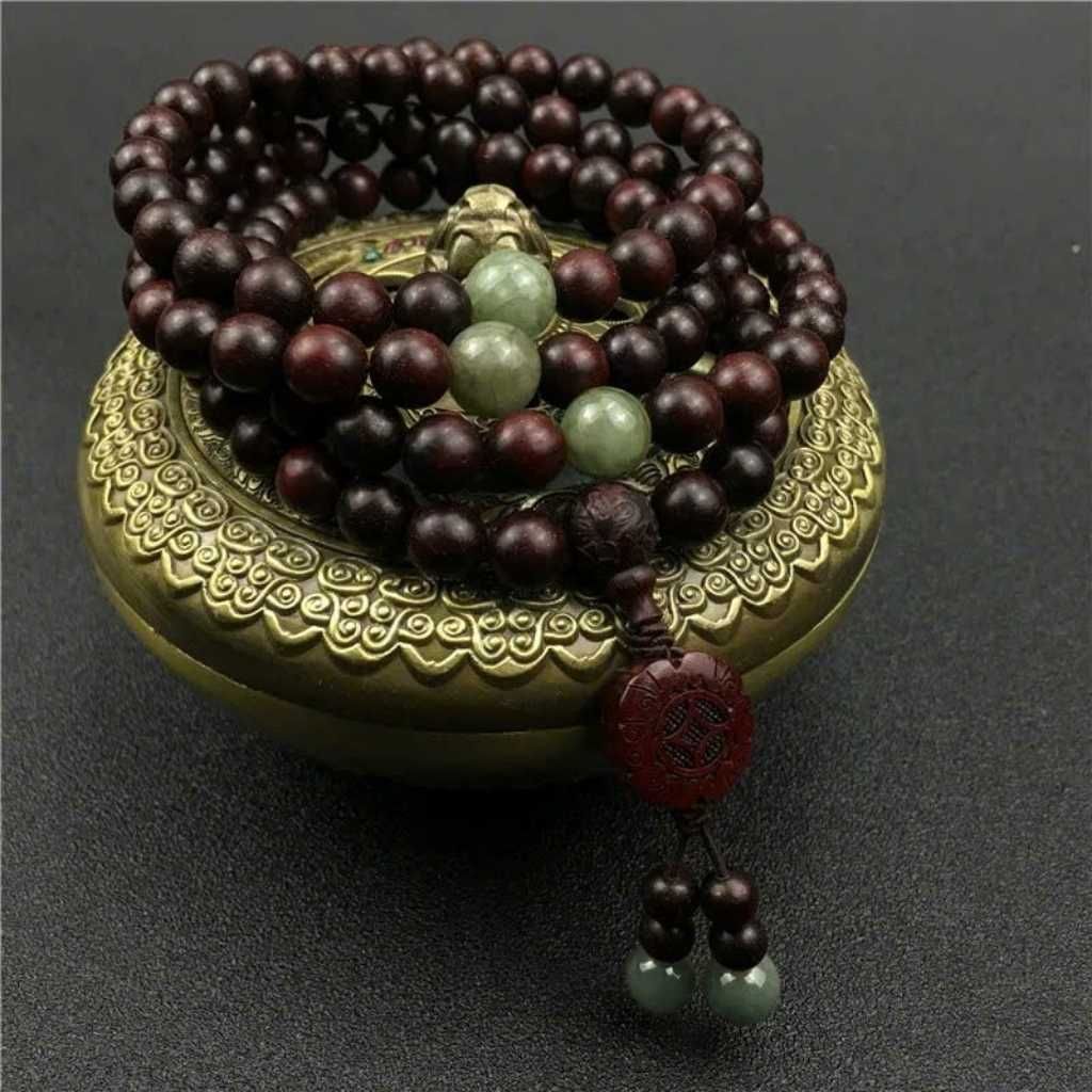  Vòng Cổ Gỗ Sưa Hạt Tròn Mix Ngọc Phong Thủy BKJECN-9376 