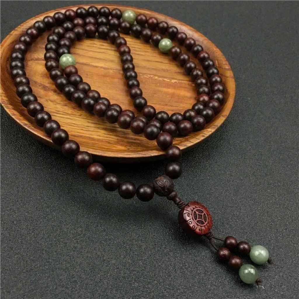  Vòng Cổ Gỗ Sưa Hạt Tròn Mix Ngọc Phong Thủy BKJECN-9376 