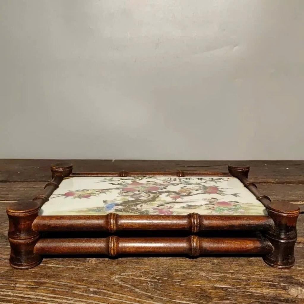  Khay Trà Gốm Cổ Khung Gỗ Cẩm BKCEVN-10242 