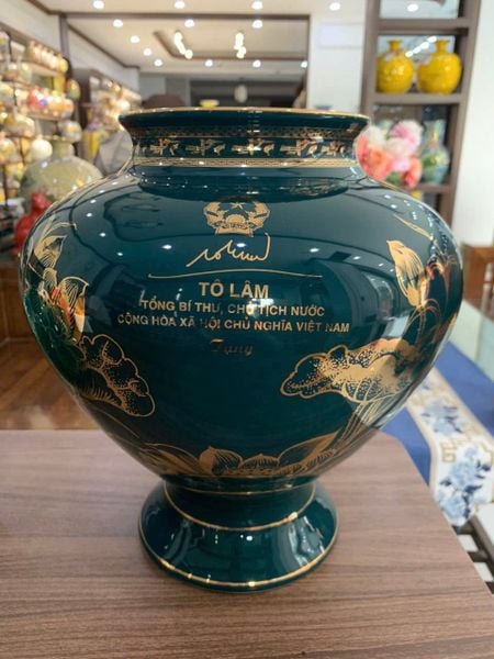  Bình Gốm in logo Quốc huy và chữ kí Tổng bí thư Tô Lâm BKCEVN-8076 