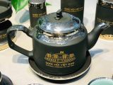  Bộ ấm chén in logo Quốc hội Việt Nam men xanh lục vẽ vàng 24k BKCEVN-8130 