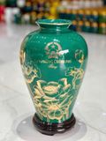 Bình hút lộc men xanh ngọc in logo Văn Phòng Chính Phủ Việt Nam họa tiết hoa sen vẽ vàng BKCEVN-8146 