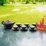  Bộ ấm chén tử sa đắp nổi sen dung tích 280ml BKCEVN-8160 